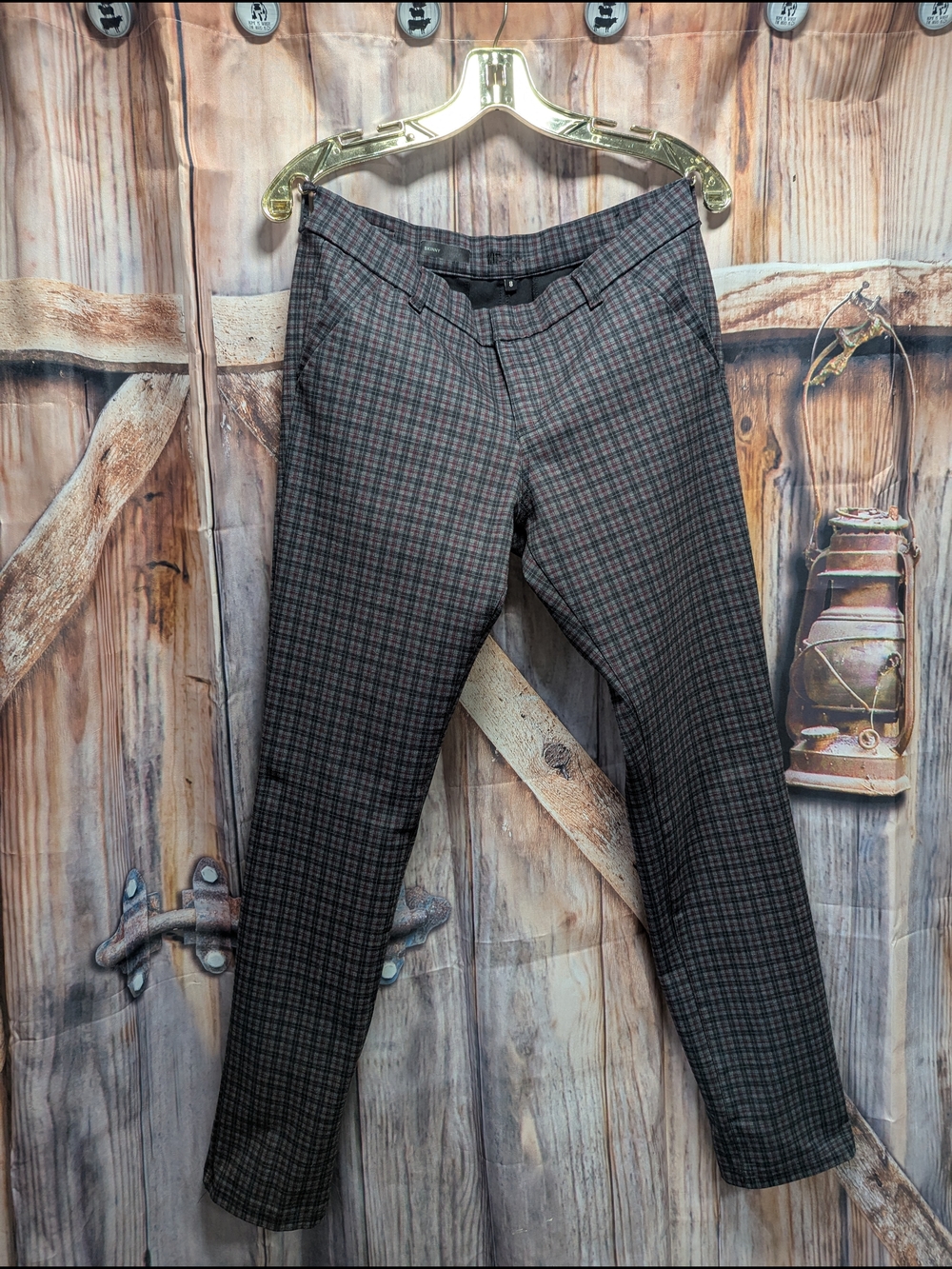 Kut From The Kloth Straight Leg Women's Pants in Navy and Burgundy Plaid
